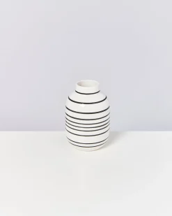 Nuno vase M - black & white striped