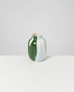 Nuno vase M - dark green light blue drip