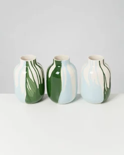 Nuno vase M - dark green light blue drip