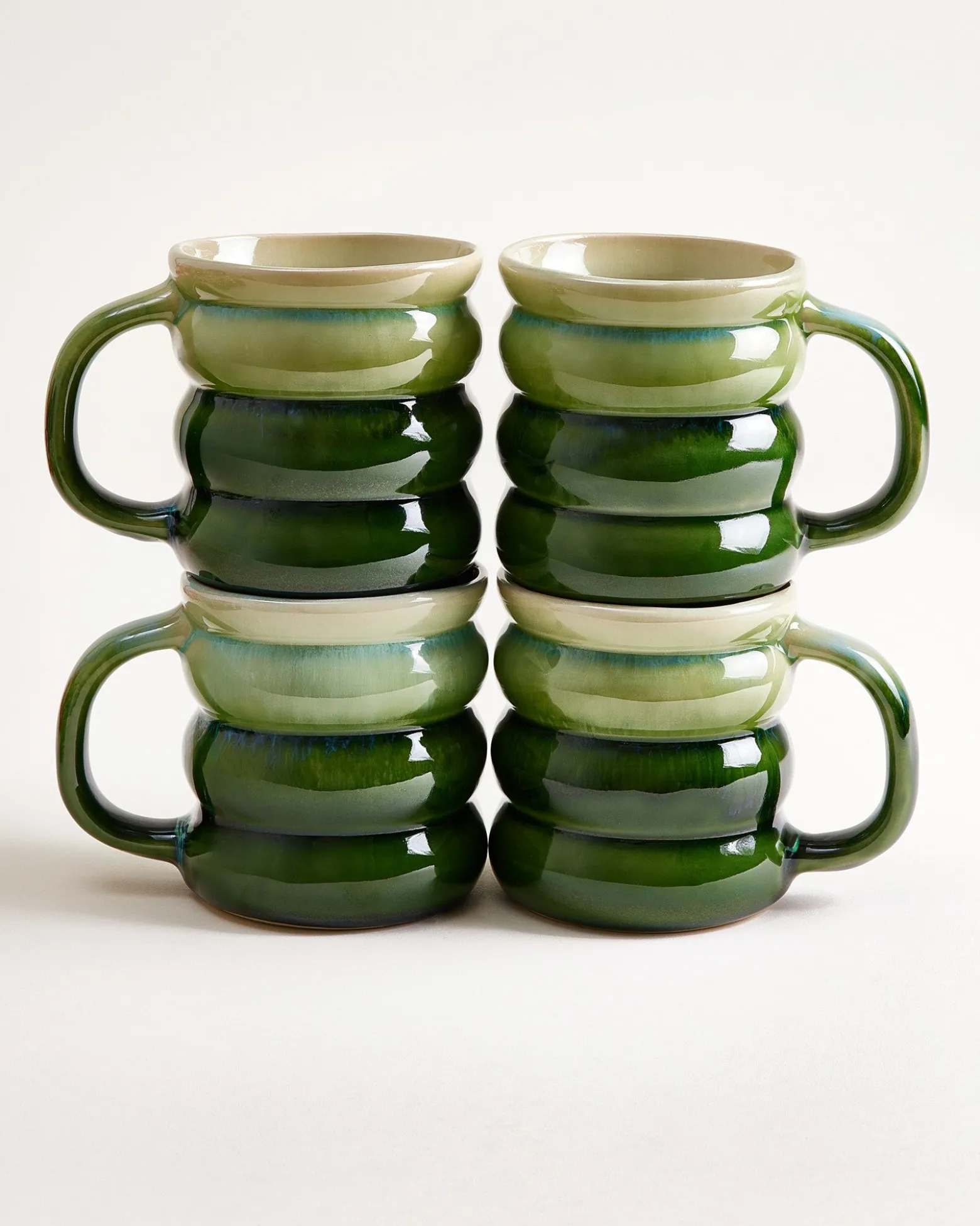 Ombra Tasse groß bubble grün dunkelgrün 4er-Set