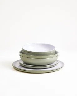 Seda Geschirr-Set salbeigrün weiß 8-teilig