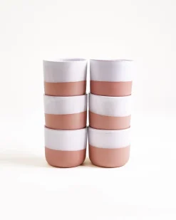 Seda - Set of 6 cups small pink white