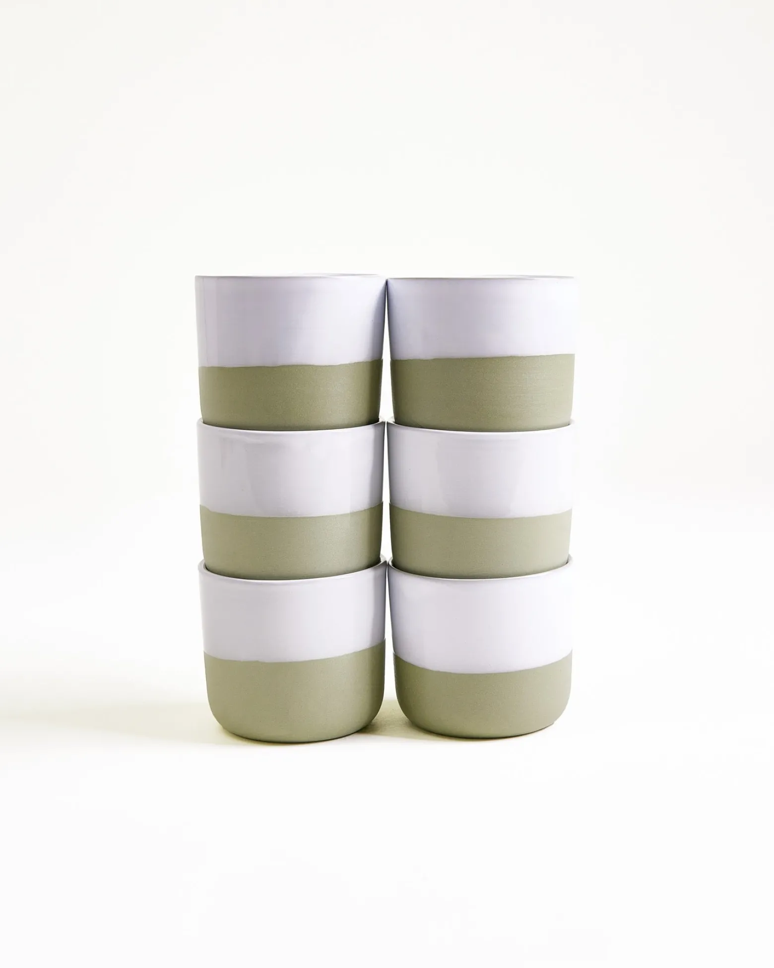 Seda - Set of 6 cups small sage green white