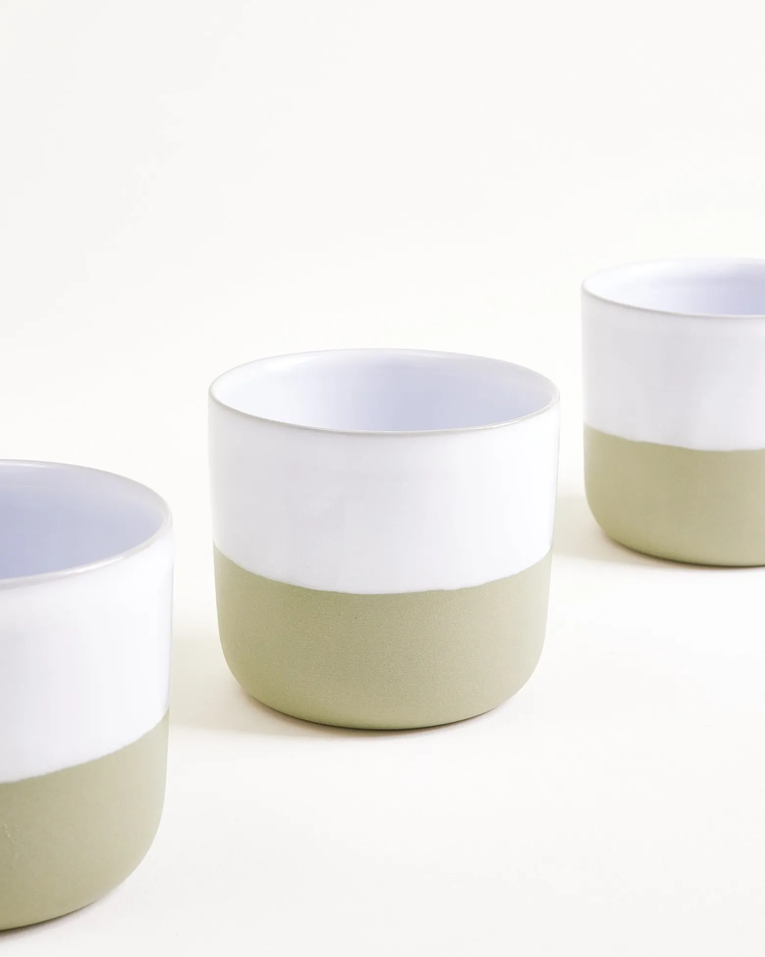 Seda - Set of 6 cups small sage green white
