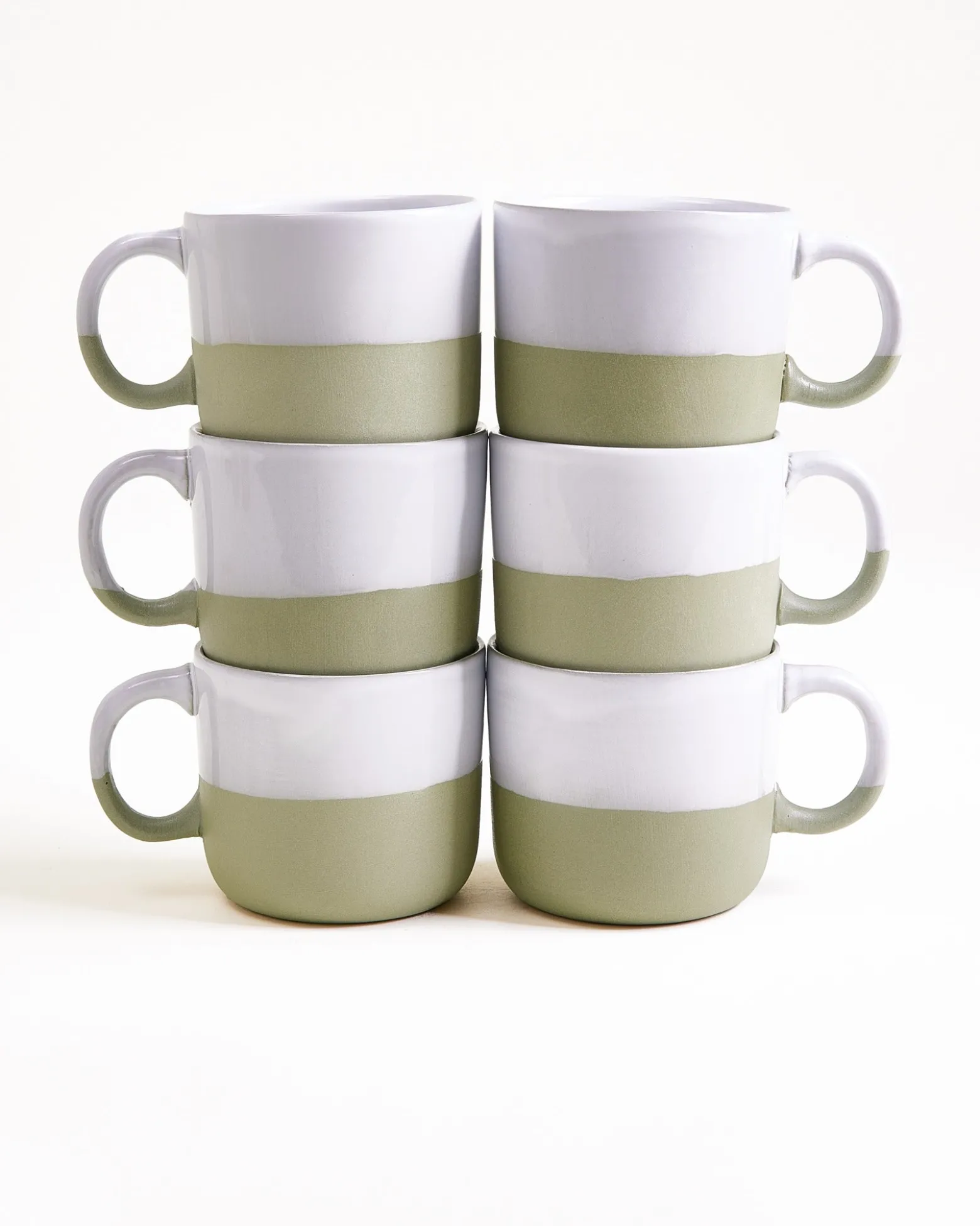 Seda - Set of 6 Mugs small sage green white